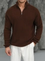 Erkek Acı Kahve Fermuar Yaka Kazak