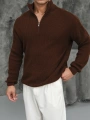 Erkek Acı Kahve Fermuar Yaka Kazak