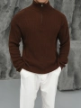 Erkek Acı Kahve Fermuar Yaka Kazak