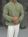 Erkek Fıstık Yeşili Fermuar Yaka Kazak