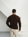 Erkek Acı Kahve Triko Örme Kazak
