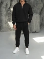 Erkek Siyah Fermuar Yaka Jogger Eşofman Takımı