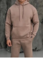 Erkek Vizon Kapüşonlu Hoodie Sweatshirt