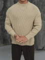 Erkek Ekru Triko Örme Kazak
