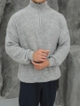 Erkek Gri Fermuar Yaka Kazak