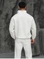 Erkek Beyaz Fermuar Yaka Sweatshirt