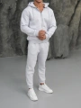 Erkek Gri Kapüşonlu Fermuarlı Jogger Eşofman Takımı