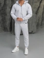 Erkek Gri Kapüşonlu Fermuarlı Jogger Eşofman Takımı