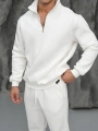 Erkek Beyaz Fermuar Yaka Jogger Eşofman Takımı