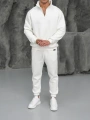 Erkek Beyaz Fermuar Yaka Jogger Eşofman Takımı
