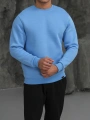 Erkek Bebe Mavisi Oversize Kollar Dar Kesim Basic Sweatshirt