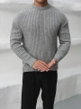 Erkek Gri Triko Örme Kazak