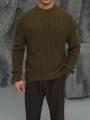 Erkek Haki Triko Örme Kazak