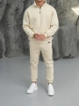 Erkek Bej Fermuar Yaka Jogger Eşofman Takımı