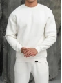 Erkek Beyaz Oversize Kollar Dar Kesim Basic Sweatshirt