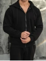 Erkek Siyah Kapüşonlu Fermuarlı Sweatshirt