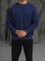 Erkek İndigo Oversize Kollar Dar Kesim Basic Sweatshirt
