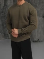 Erkek Haki Oversize Kollar Dar Kesim Basic Sweatshirt