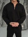 Erkek Siyah Fermuar Yaka Sweatshirt
