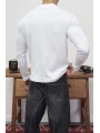 HENLEY YAKA FİTİLLİ DÜĞMELİ BEYAZ UZUN KOLLU T-SHİRT