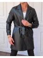 Kemer Detaylı Yüksek Kalite Deri Palto