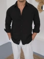 KETEN SİYAH GÖMLEK