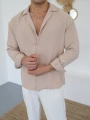 OVERSİZE BÜRÜMCÜK BEJ GÖMLEK