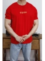 OVERSİZE ÇİNCE KALİGRAFİ BASKI KIRMIZI KOLLAR DAR KESİM T-SHİRT