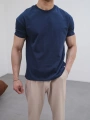 OVERSİZE İNDİGO RENK KOLAR DAR KESİM T-SHİRT