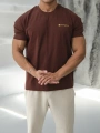 OVERSİZE KAHVE REFLEKTÖR CHAMPİON KOLLAR DAR KESİM T-SHİRT