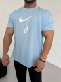 Oversize Nike Bebe Mavisi Zincir Baskı Kollar Dar Kesim Tshirt