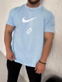 Oversize Nike Bebe Mavisi Zincir Baskı Kollar Dar Kesim Tshirt