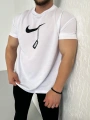 Oversize Nike Beyaz Zincir Baskı Kollar Dar Kesim Tshirt