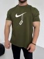 Oversize Nike Haki Zincir Baskı Kollar Dar Kesim Tshirt