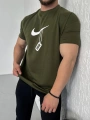 Oversize Nike Haki Zincir Baskı Kollar Dar Kesim Tshirt