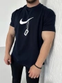 Oversize Nike Lacivert Zincir Baskı Kollar Dar Kesim Tshirt