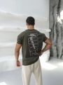 Oversize Nike Reflektör Haki Baskılı Kollar Dar Kesim T-Shirt