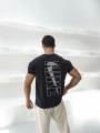 Oversize Nike Reflektör Lacivert Baskılı Kollar Dar Kesim T-Shirt