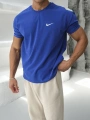 Oversize Saks Mavisi Nike Baskılı Kollar Dar Kesim T-Shirt