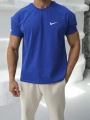 Oversize Saks Mavisi Nike Baskılı Kollar Dar Kesim T-Shirt