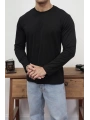 KOLLAR DAR KESİM SİYAH UZUN KOL SWEAT
