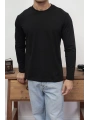 KOLLAR DAR KESİM SİYAH UZUN KOL SWEAT