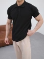 SİYAH POLO YAKA OVERSİZE KOLLAR DAR KESİM T-SHİRT