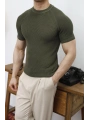 Slim Fit Haki Triko T-Shirt