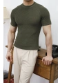Slim Fit Haki Triko T-Shirt