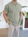 SU YEŞİLİ POLO YAKA OVERSİZE KOLLAR DAR KESİM T-SHİRT