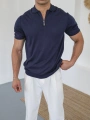 TRİKO LACİVERT FERMUAR YAKA T-SHİRT