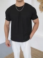 WAFFLE KUMAŞ SİYAH KOLLAR DAR KESİM T-SHİRT