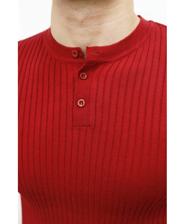 TRİKO HAKİM YAKA DÜĞMELİ KIRMIZI T-SHİRT