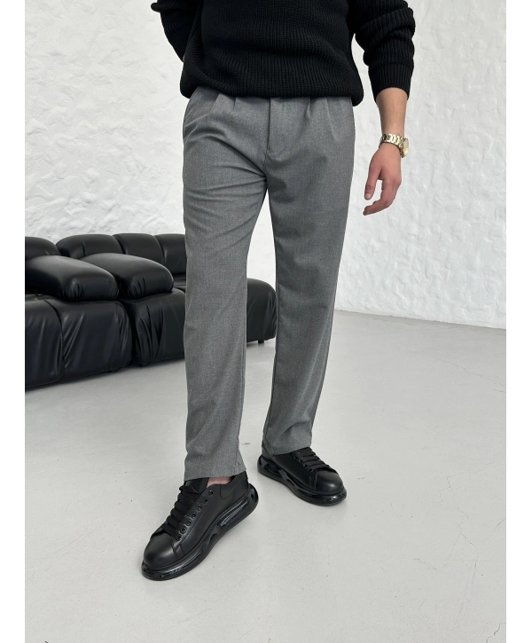 BAGGY PİLELİ ANTRASİT KUMAŞ PANTOLON